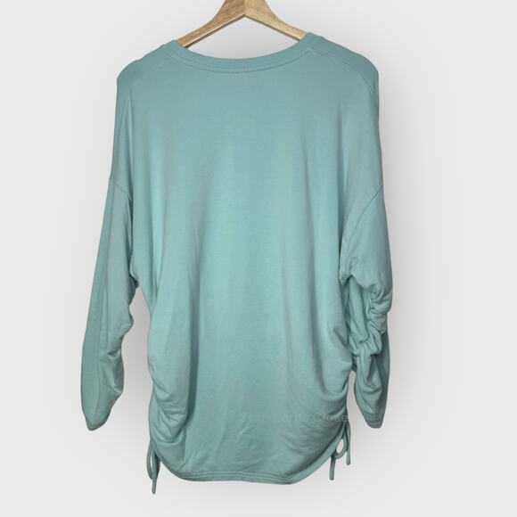 Athleta Lombard Sweatshirt I Large I Reef Green Ruched Crewneck Athleisure Soft - Picture 9 of 9